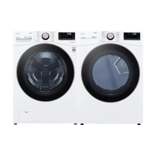 LG LGWADRGW40001 Side-by-Side Washer & Dryer Set with Front Load Washer and Gas Dryer in White