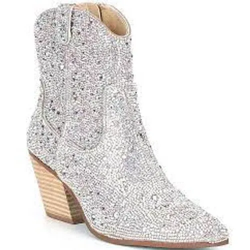Betsey Johnson Diva Rhinestones Cowboy Bootie