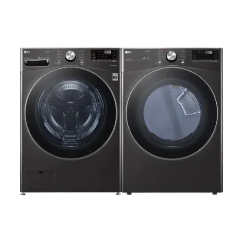 LG LGWADREB42001 Side-by-Side Washer & Dryer Set with Front Load Washer and Electric Dryer in Black Steel