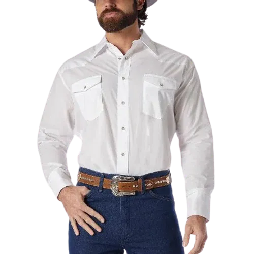 Wrangler Western Snap Shirt Long Sleeve Solid Broadcloth