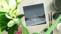 Achromatic Gouache Beach Sunset