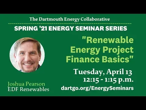 Renewable Energy Project Finance Basics with Josh Pearson '97