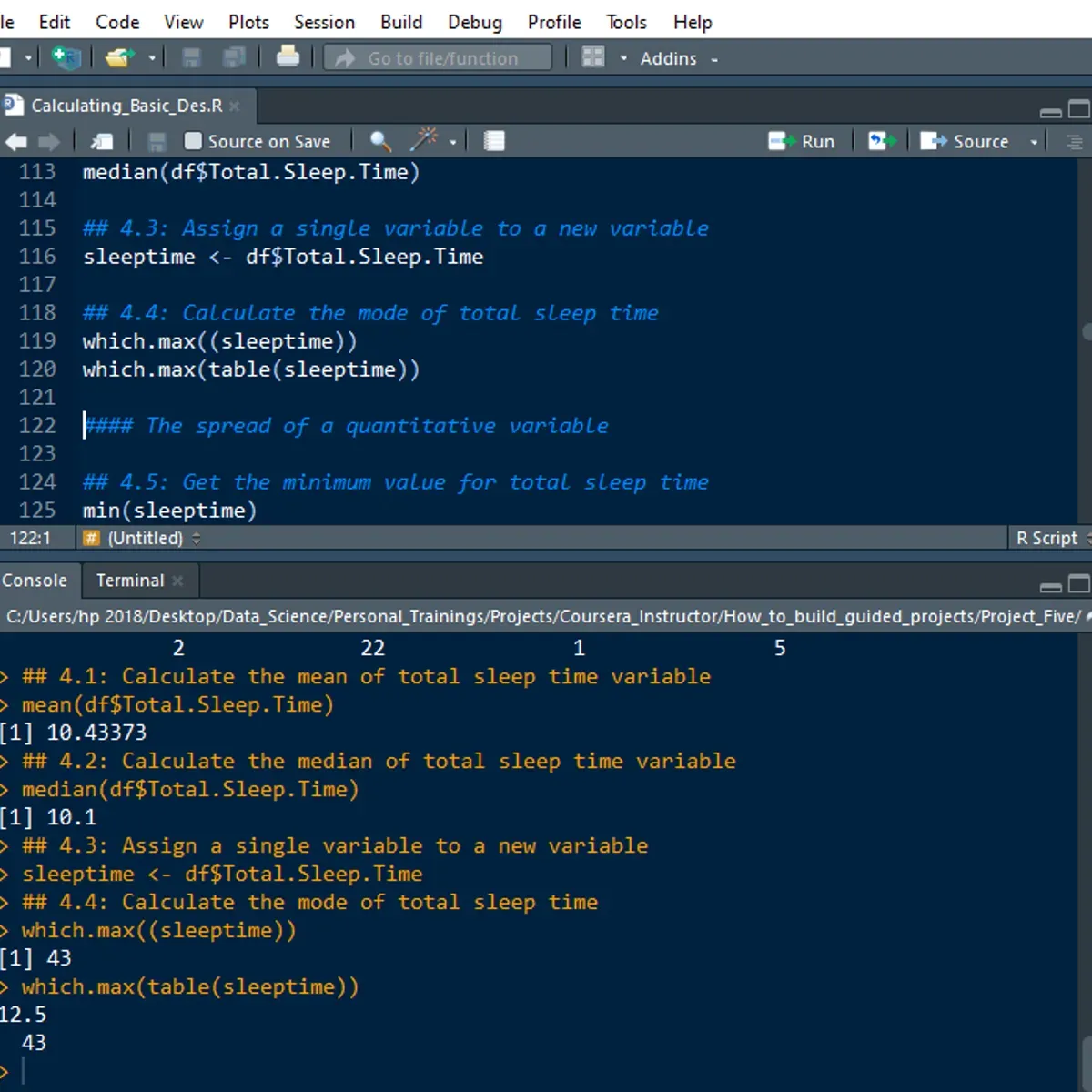 Calculating Descriptive Statistics in R